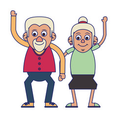 Sticker - Elderly couple grandparents blue lines