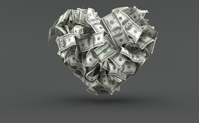 Sticker - Dollar currency in heart shape