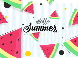 Canvas Print - Flat style watermelon seamless background for Hello Summer celebration concept. Can be used as banner or poster design.