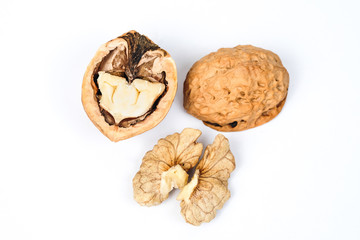 Wall Mural - Dry Walnut isolated on white background,Food for health.