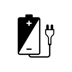 Poster - Vector image of isolated, linear icons of rechargeable batteries. Design a flat battery icon that charges