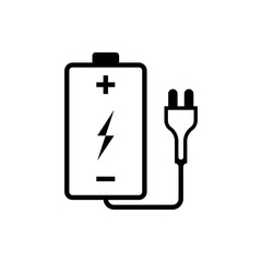 Poster - Vector image of isolated, linear icons of rechargeable batteries. Design a flat battery icon that charges