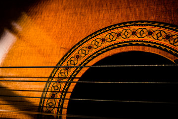 closeup of an acoustic guitar