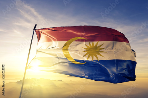 Federal Territory Of Labuan Of Malaysia Flag Waving On The Top Sunrise Mist Fog Buy This Stock Photo And Explore Similar Images At Adobe Stock Adobe Stock