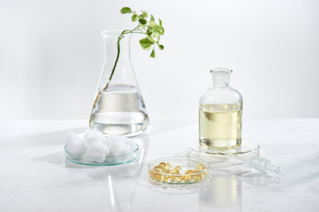 Wall Mural - alternative herb medicine. herbal vitamin on white background.