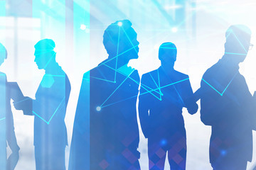 Poster - Business team and network interface