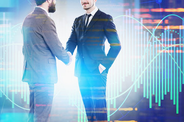 Poster - Partners shaking hands, lines of code and graphs