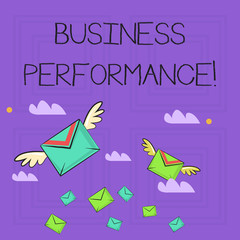Fototapete - Writing note showing Business Perforanalysisce. Business concept for determining how the business can reach better its goals Colorful Airmail Letter Envelopes and Two of Them with Wings