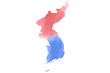 Colorful watercolor Korea map on canvas background. Digital painting.
