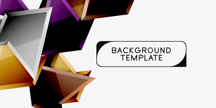 Bright colorful triangular poly 3d composition,abstract geometric background, minimal design, polygonal futuristic poster