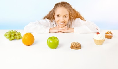 Wall Mural - Young beautiful woman with  fork