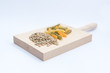 wooden board for kitchen with vegetables