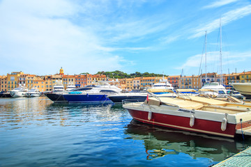 Wall Mural - Boats in a port of Saint Tropez, France