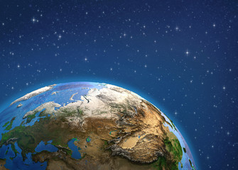 Wall Mural - planet earth. europe and asia from space.