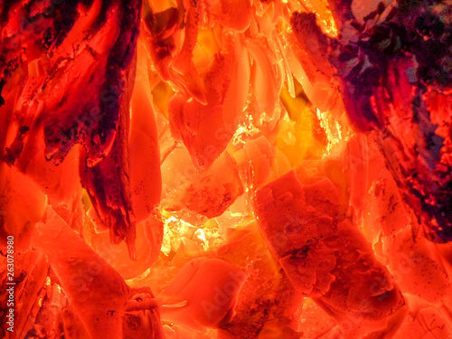 Cuadros en Lienzo Fire on a black background. Burning coals and flames.