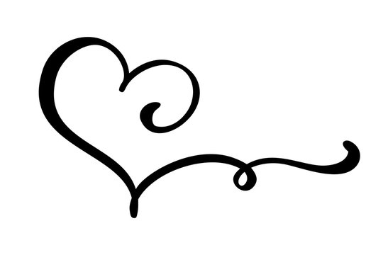 Hand drawn Heart love sign. Romantic calligraphy vector illustration. Concepn icon symbol for t-shirt, greeting card, poster wedding. Design flat element of valentine day
