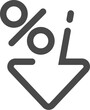 Low percent interest. Percent down icon in linear style. Vector