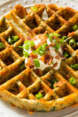 Wall Mural - Homemade Savory Waffles with Bacon