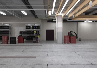 Automotive workshop, service station. 3D render