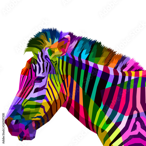 Fotomural colorful zebra head on pop art style