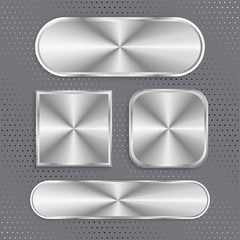 set of metallic buttons with brushed surface