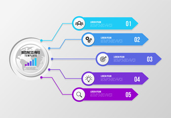 Vector Infographics Elements Template Design . Business Data Visualization Timeline with Marketing Icons most useful can be used for presentation, diagrams, annual reports, workflow layout