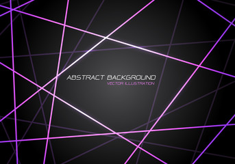 Wall Mural - Abstract violet line light laser cross overlap on dark grey design modern technology futuristic background vector illustration.