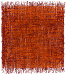 Canvas Print - Weave grunge striped interlaced carpet with fringe in orange,brown colors