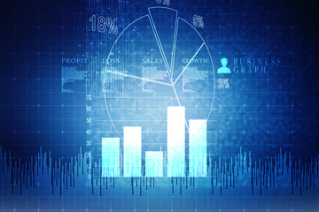 2d rendering Stock market online business concept. business Graph 