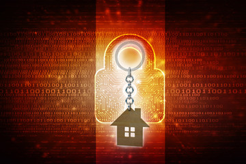 Poster - 3D rendering home protection lock