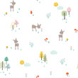 Childish pattern with little deer in the forest