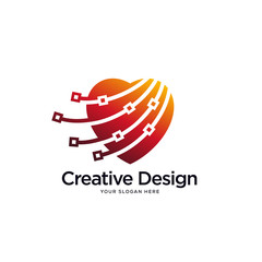 Aufkleber - abstract heart logo designs, tech logo designs concept