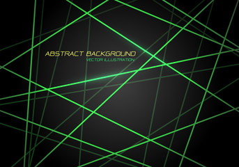 Poster - Abstract green line light laser cross overlap on dark grey design modern technology futuristic background vector illustration.