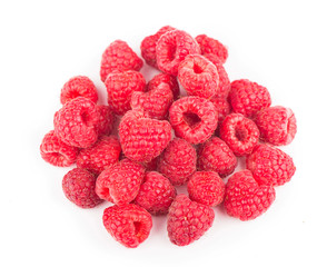 Sticker - Raspberry with leaves isolated on white background