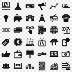 Poster - Internet commerce icons set. Simple style of 36 internet ommerce vector icons for web for any design