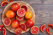 Red oranges with copy space background