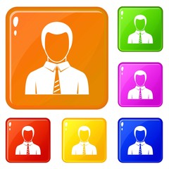 Poster - Businessman icons set collection vector 6 color isolated on white background