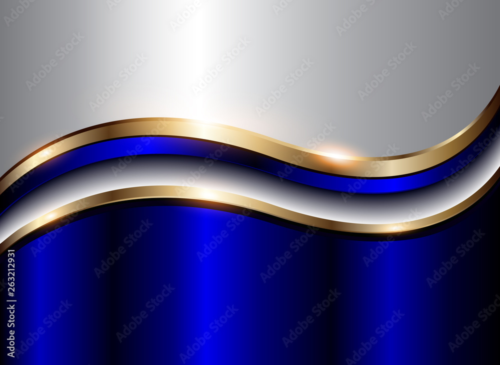 Abstract background blue with gold metallic wave, Stock Vector | Adobe ...