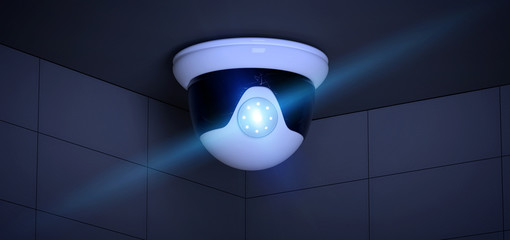 Poster - Security CCTV camera system - 3d rendering