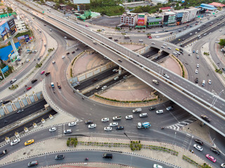 Roundabout city traffic road with vehicle movement hurry up