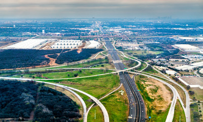 Canvas Print - Highways and road interchanges near Dallas in Texas, United States