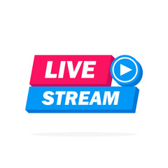 Poster - Live Streaming Icon, Badge, Emblem for broadcasting or online tv stream. Vector in material, flat, design style