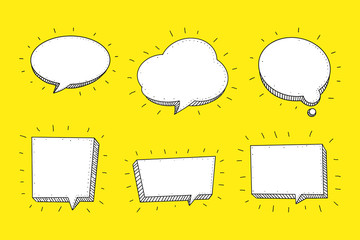 Poster - Speech Bubble set in Sketch hand drawn style. Space for quote and text. Vector illustration