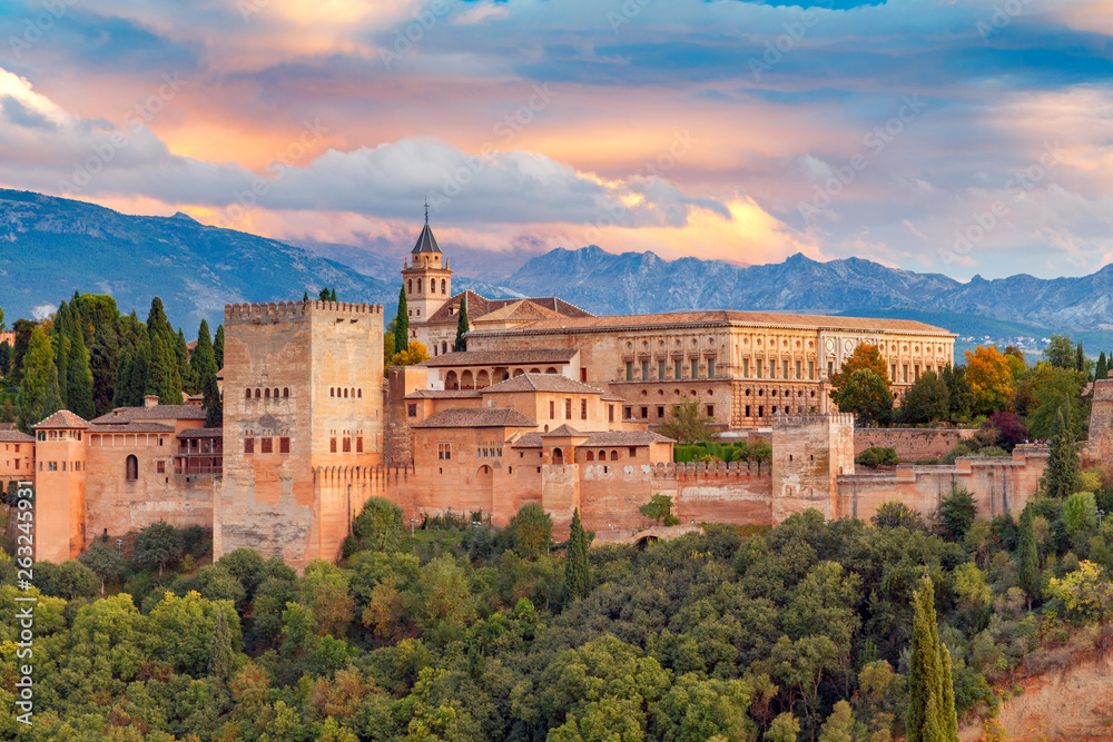 Granada. The fortress and palace complex Alhambra. - obrazy, fototapety, plakaty 
