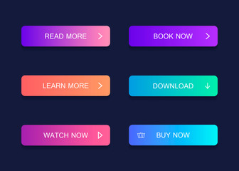 Poster - Set of modern material style buttons. Different gradient colors. Modern vector illustration flat style