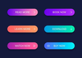 Poster - Set of modern material style buttons. Different gradient colors. Modern vector illustration flat style