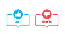 Dos And Donts Like Thumbs Up Or Down. Like Or Dislike. Vector Illustration Line Icon