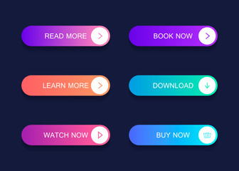 Poster - Set of modern material style buttons. Different gradient colors. Modern vector illustration flat style