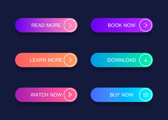 Poster - Set of modern material style buttons. Different gradient colors. Modern vector illustration flat style