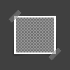 Wall Mural - vector photo frame mockup design. photo frame on sticky tape isolated on transparent background. vec
